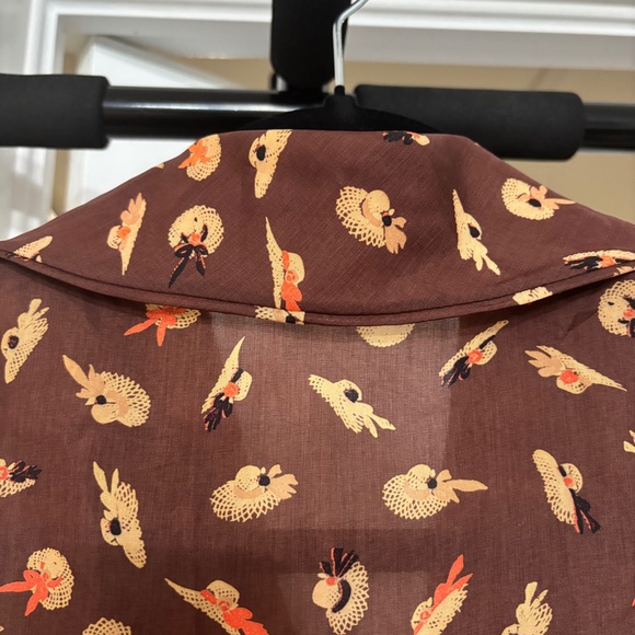 Petite Elegant Vintage Long Sleeve Brown and Red Dress - Picture 9 of 10